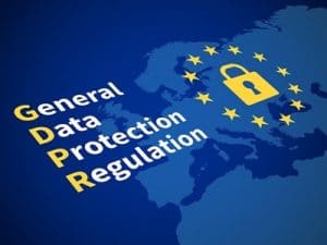 Gdpr general data protection regulation. Eu computer safeguard regulations and data encryption vector concept. Illustration of control access, encryption legislation and protect privacy